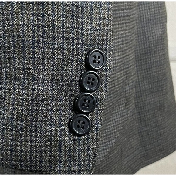 Pronto Uomo Blazer Sport Coat Mens 46L Green Check Silk Wool Two Button - Picture 2 of 8